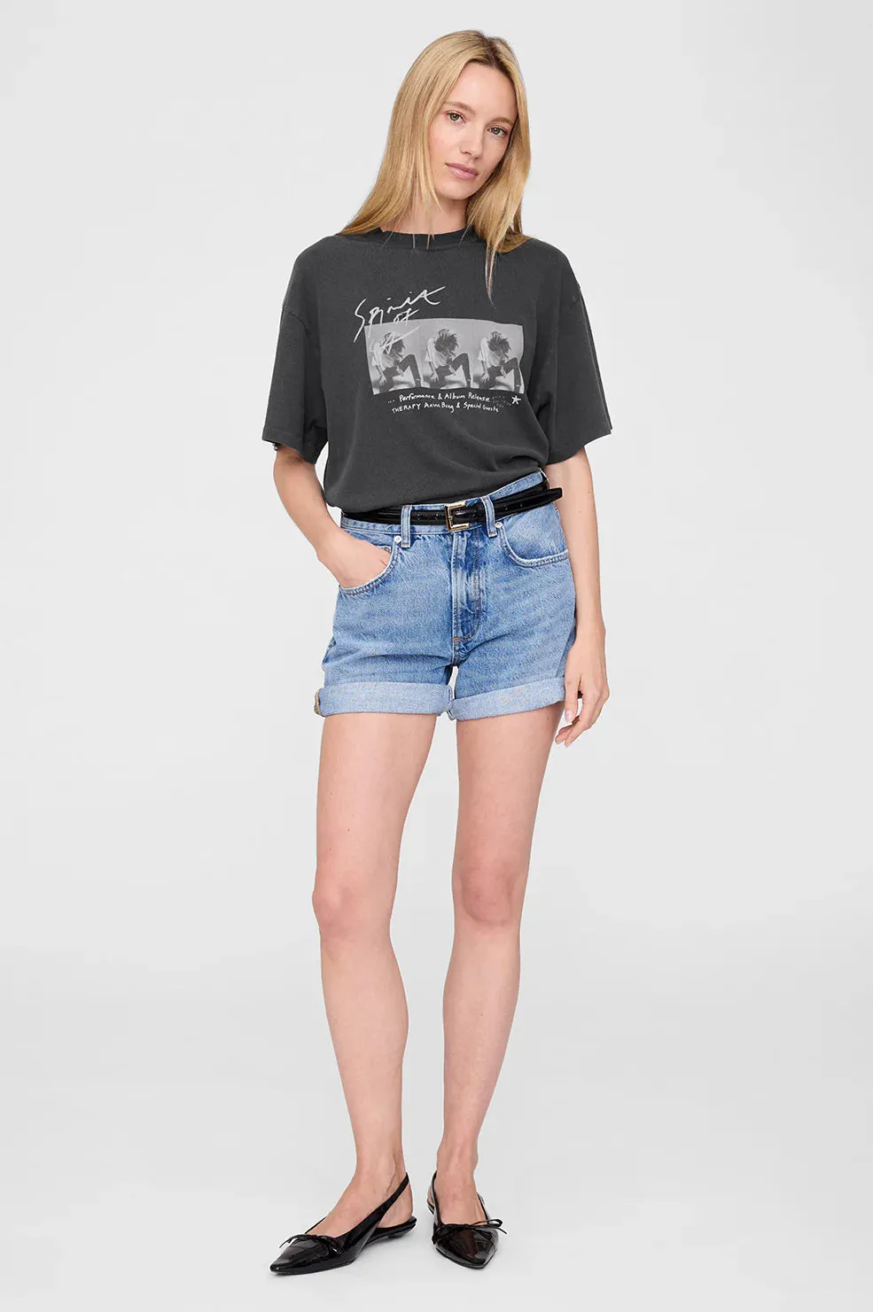 Anine Bing Ashton Tee Concert in Washed Black