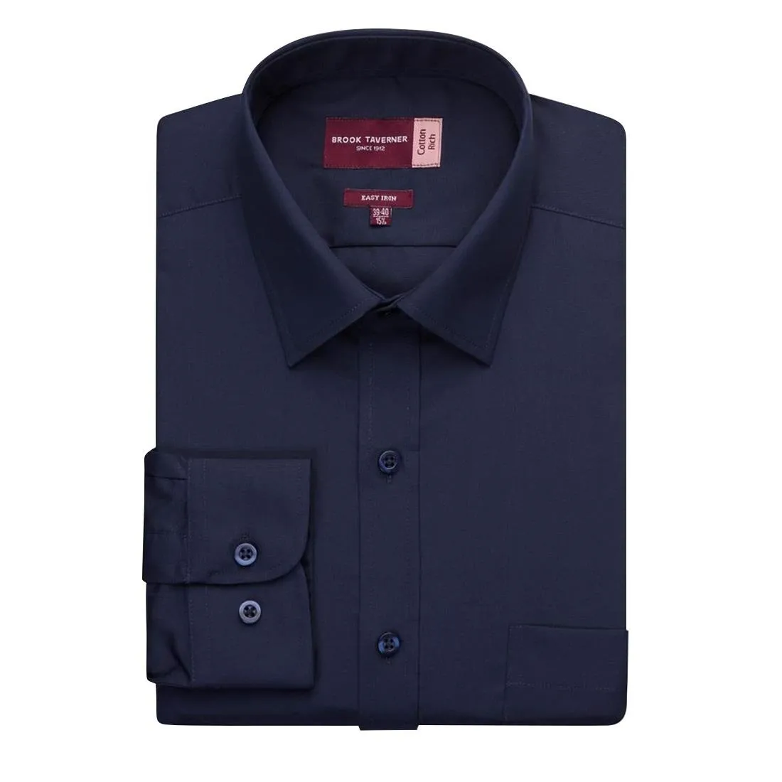 BA148-16 Brook Taverner Mens Long Sleeve Rapino Shirt Navy 16"