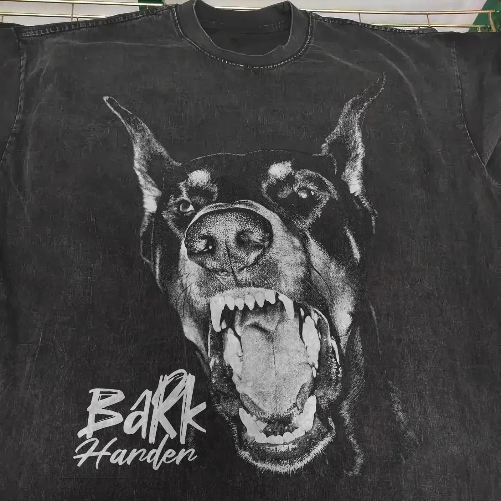 Bark Harder Doberman Washed Graphic T-Shirt