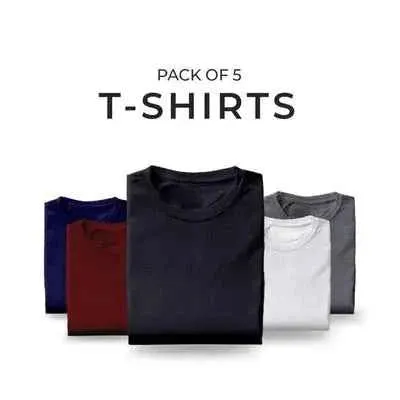 Bundle Of 5 Half Sleeves T-Shirt (Plus Size - 2xl)