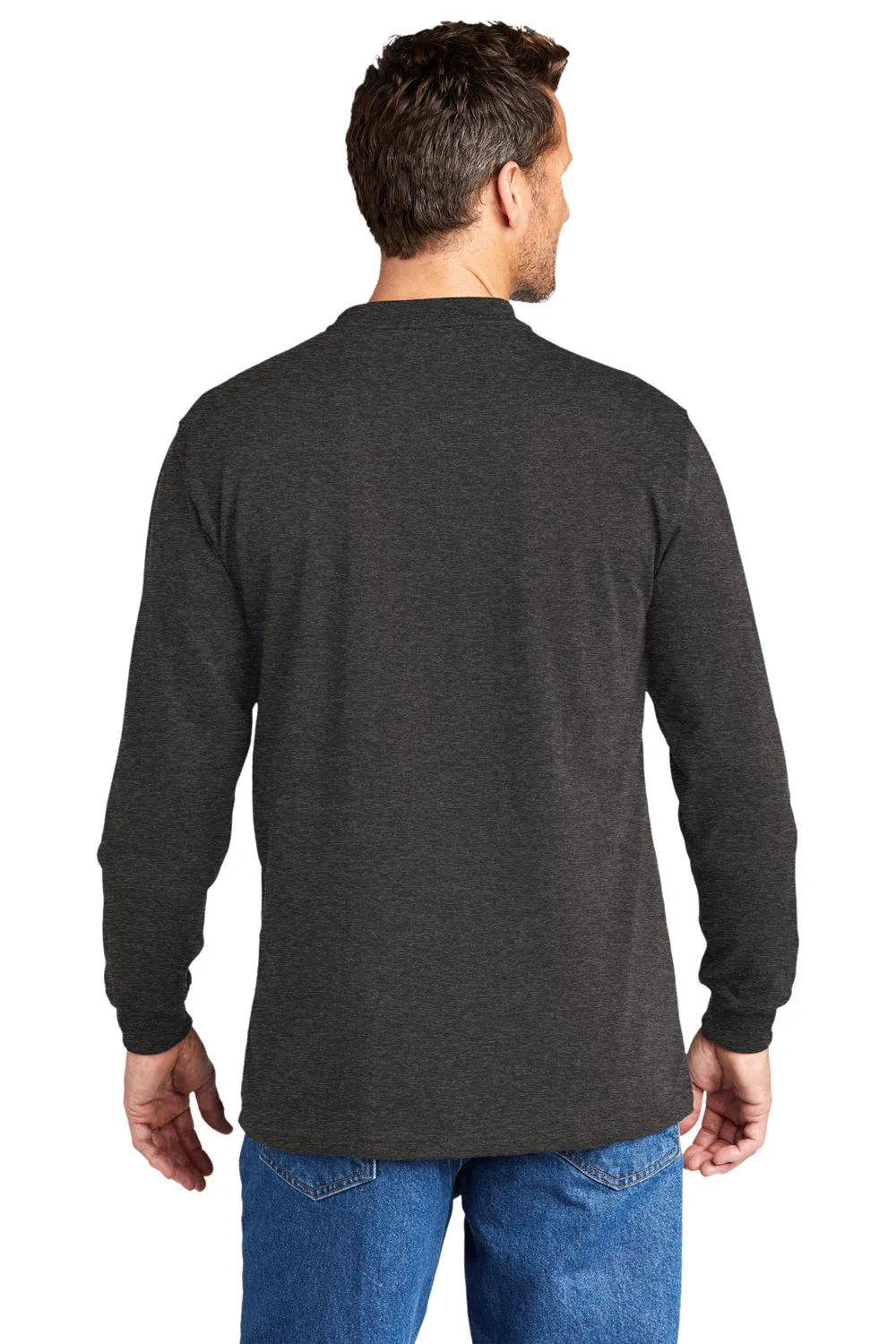 Carhartt Mens Long Sleeve Henley T-Shirt w/ Pocket - Heather Carbon Grey