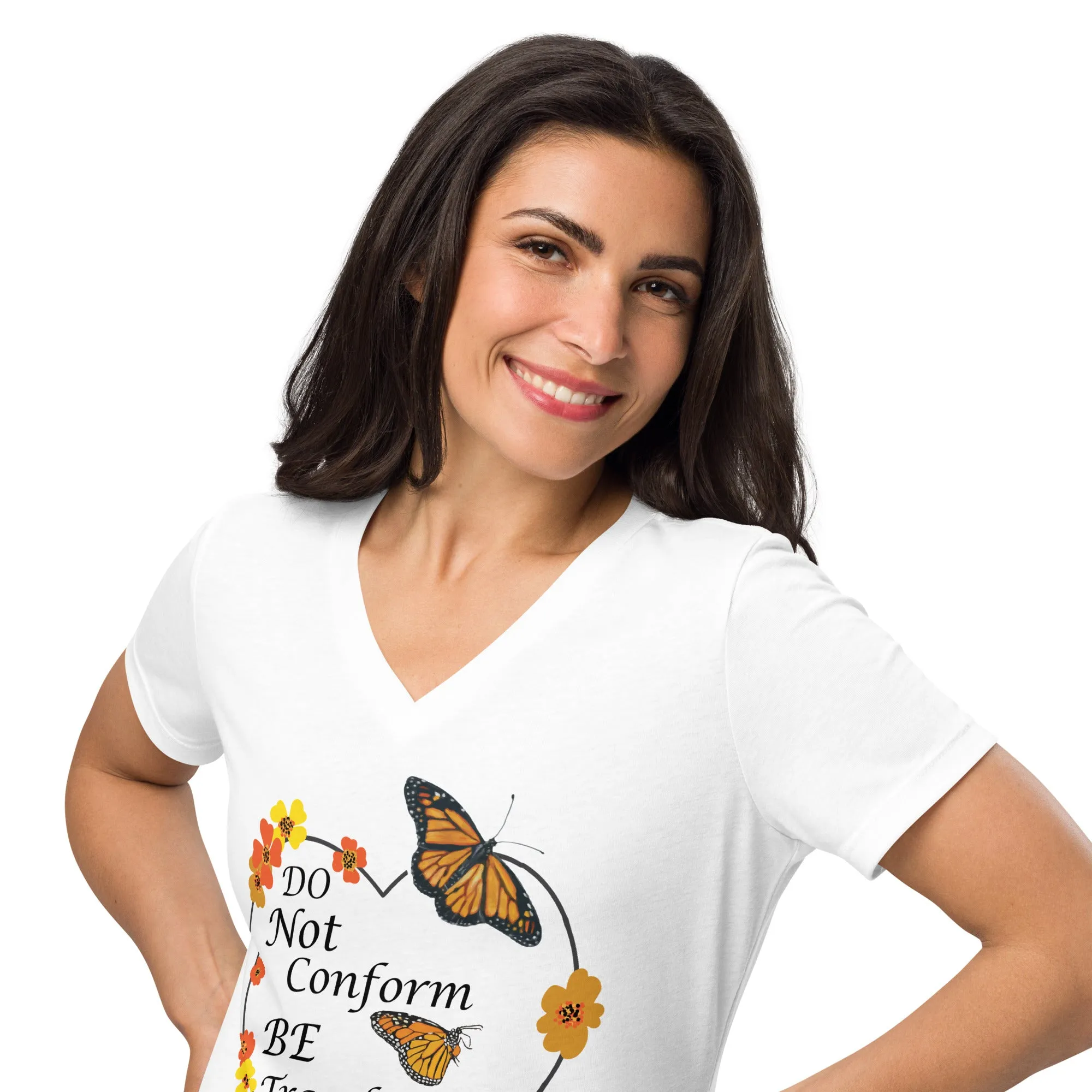 Do Not Conform/Be Transformed- Women’s relaxed V-neck t-shirt