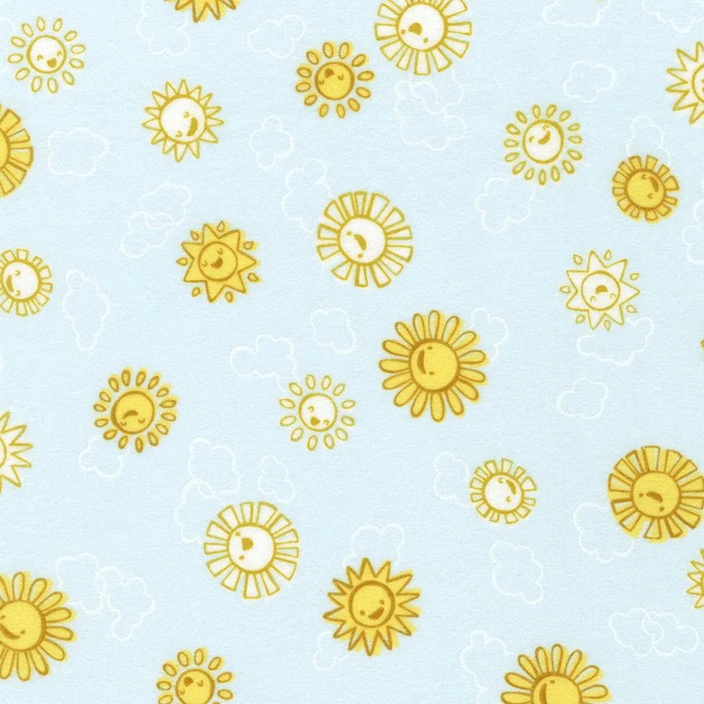 Flannel: Suns-  Glacier $10.99/yard