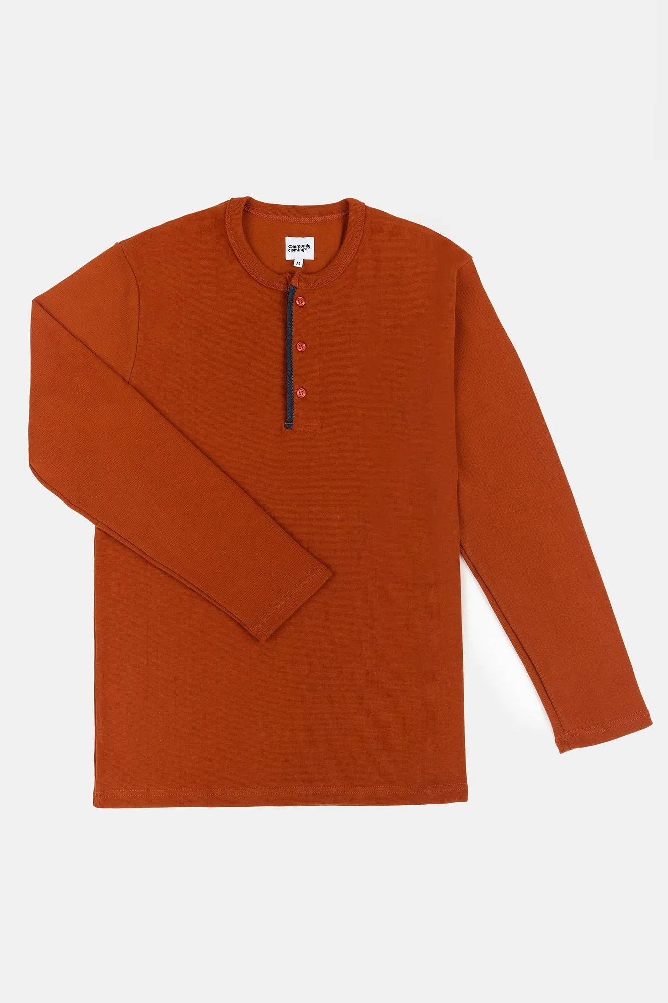 Men's Long Sleeve Henley Top - Cinnamon