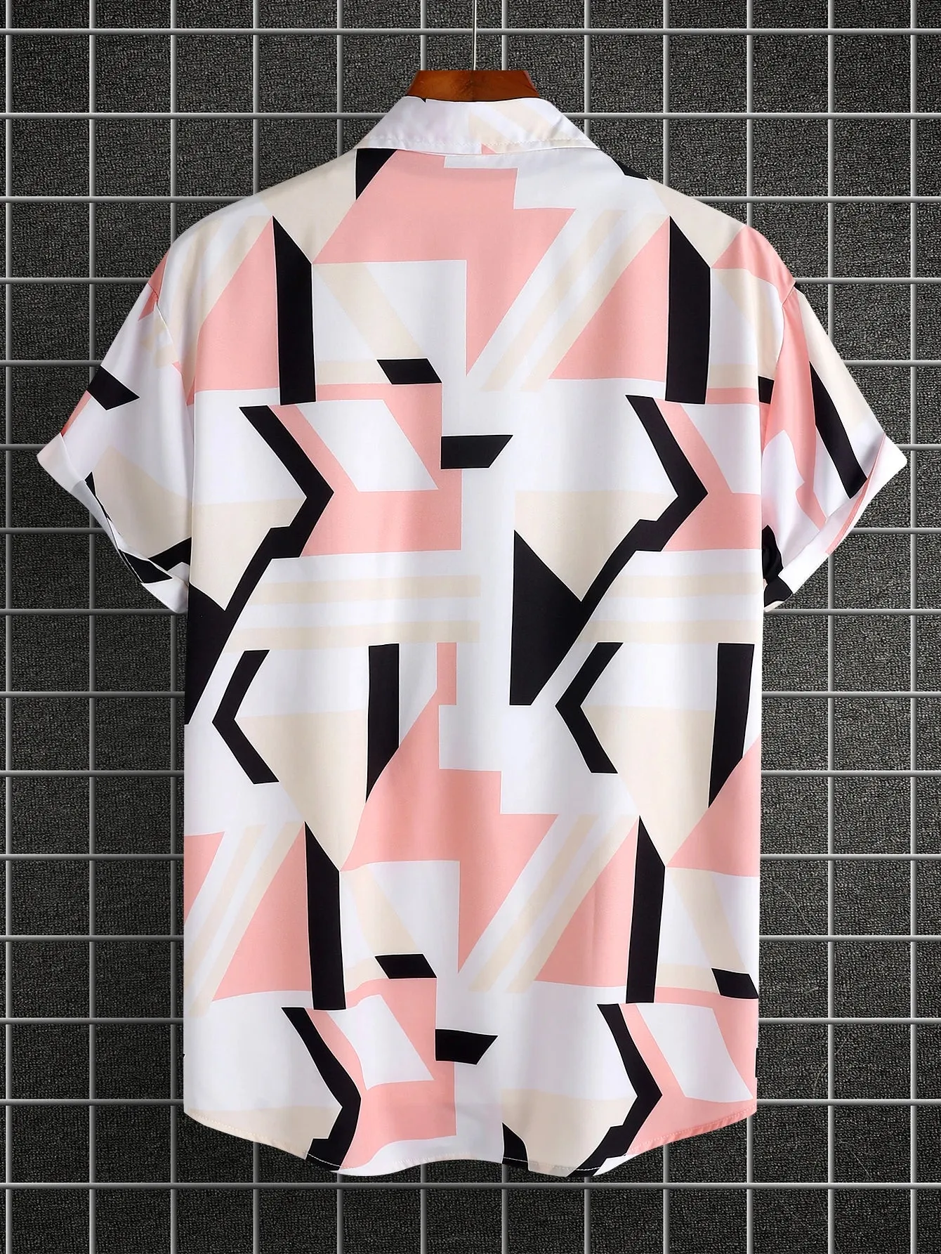 Men's Short Sleeve Button Down Shirt Summer Casual Hawaiian Style Lapel Color Block Printed Shirt