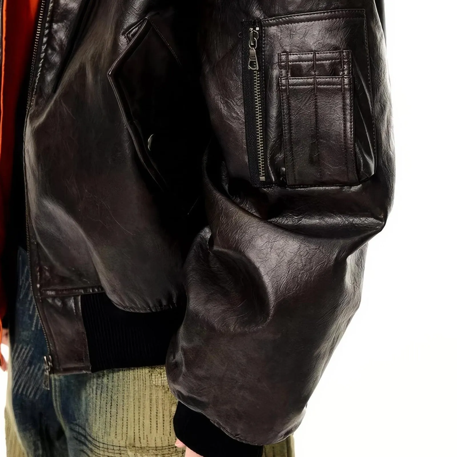 Oversized Hooded Pilot Leather Bomber Jacket