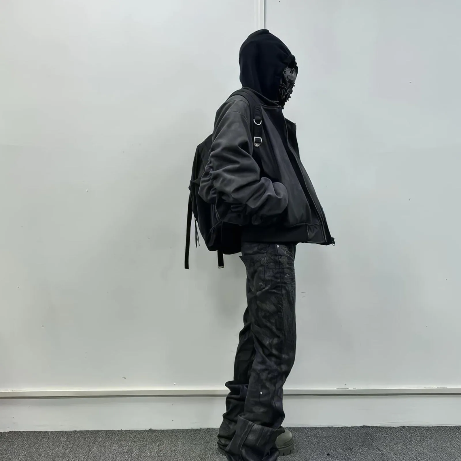 Oversized Hooded Suede Leather Bomber Jacket