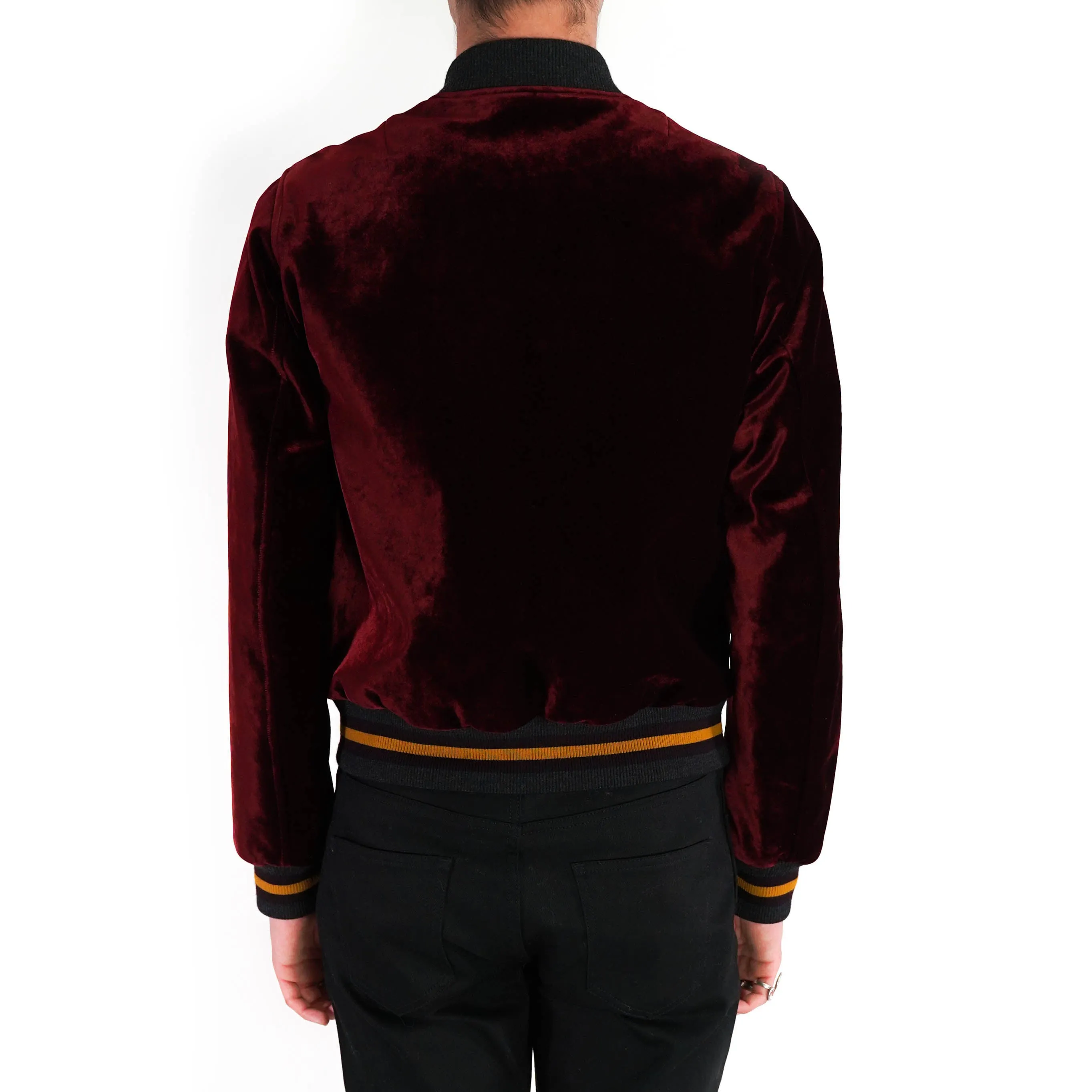 Peacock Embroidered Velvet Bomber