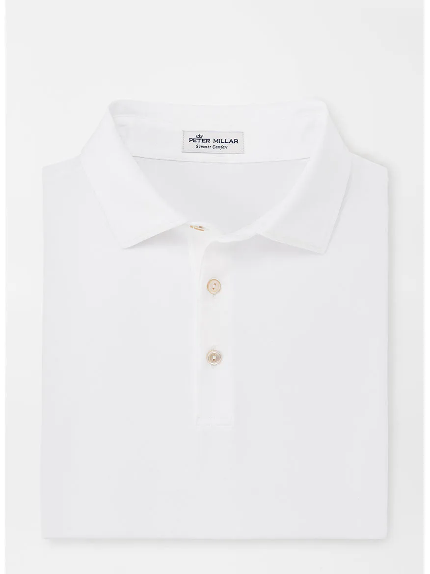 Peter Millar Solid Performance Jersey Polo in White [Sean Self Collar]