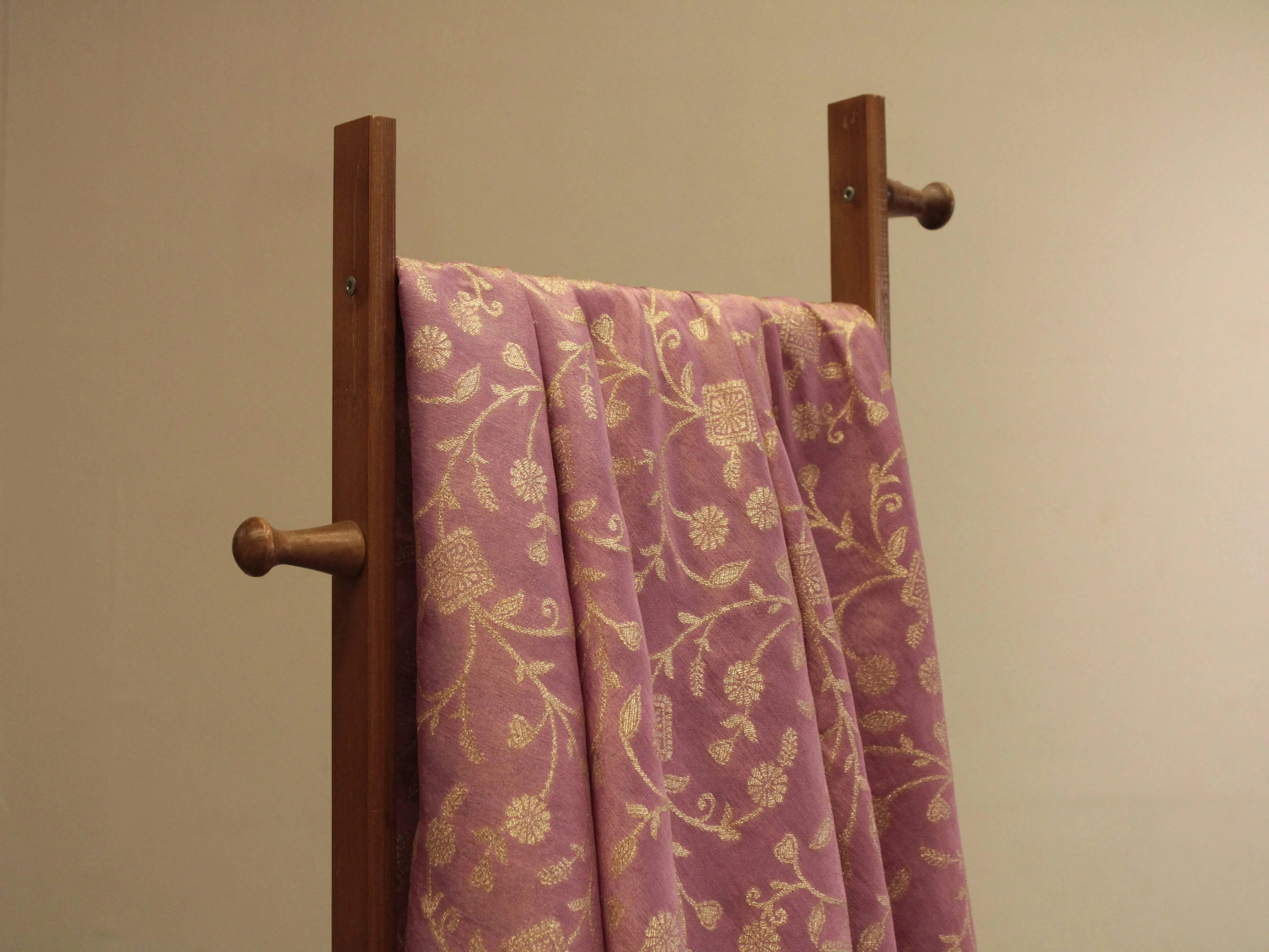 Premium Zari Jaal Woven Banarasi Tissue Fabric - Purple