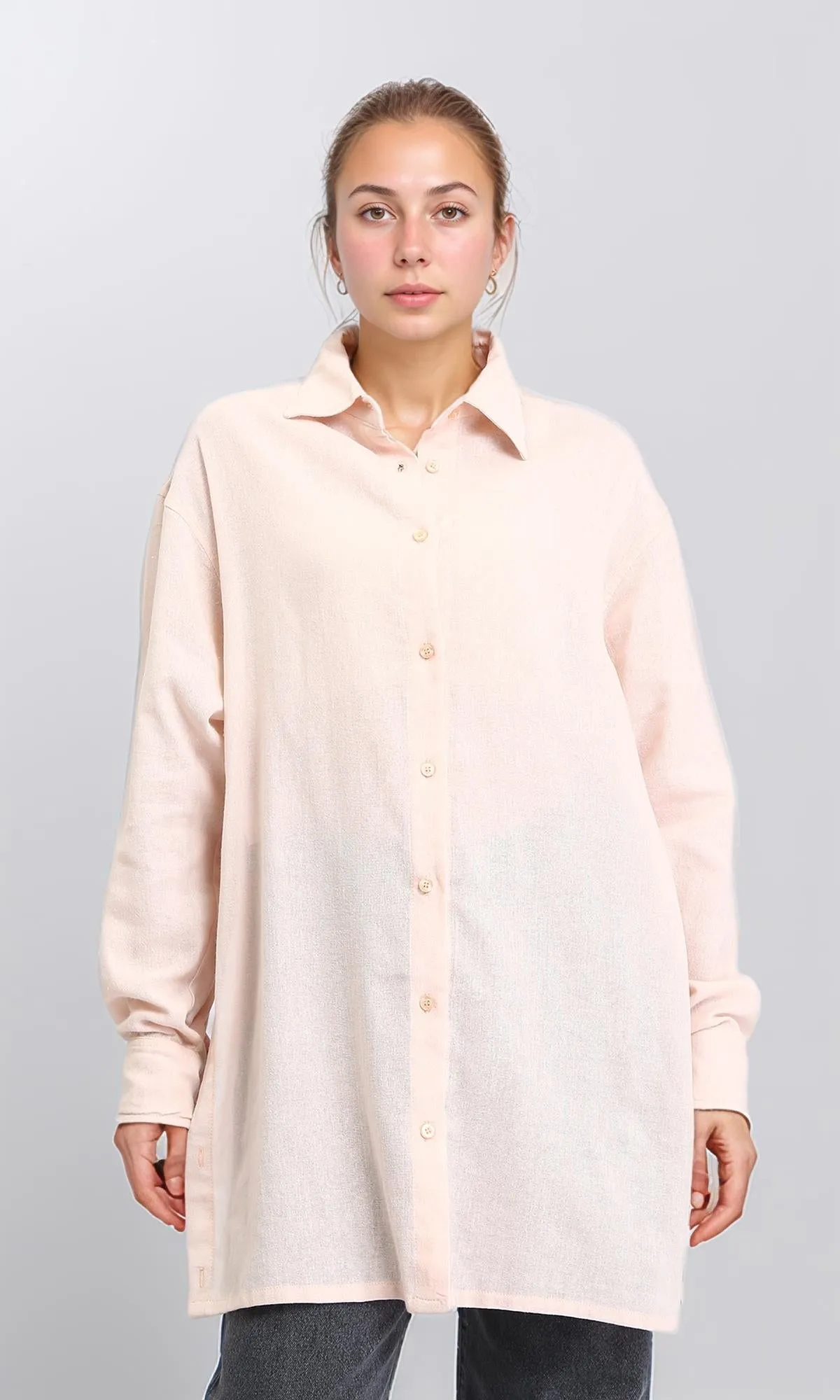 R206364 - Casual Long Sleeves Regular Fit Shirt - Nude