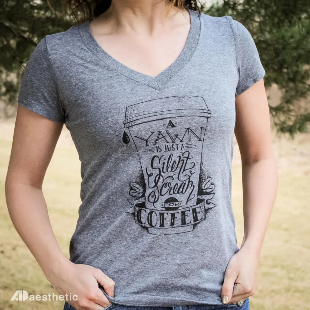 Scream for Coffee V-neck T-shirt