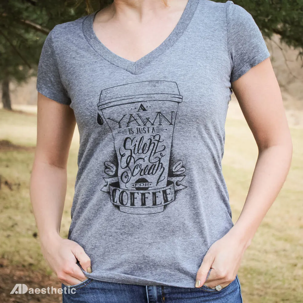 Scream for Coffee V-neck T-shirt