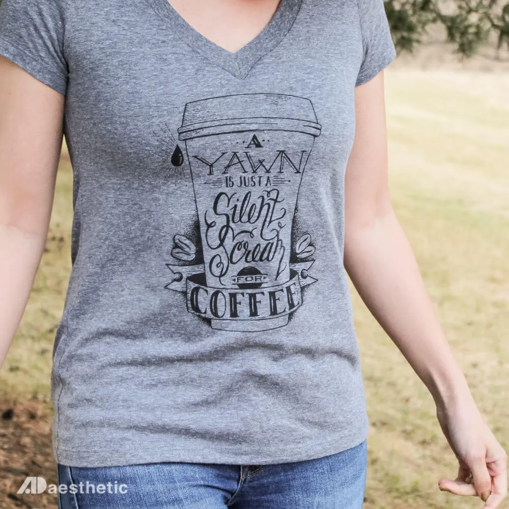 Scream for Coffee V-neck T-shirt