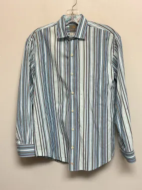 Thomas Dean Size 14 Blue & Brown Stripe Cotton Big Boys Shirts & Polos