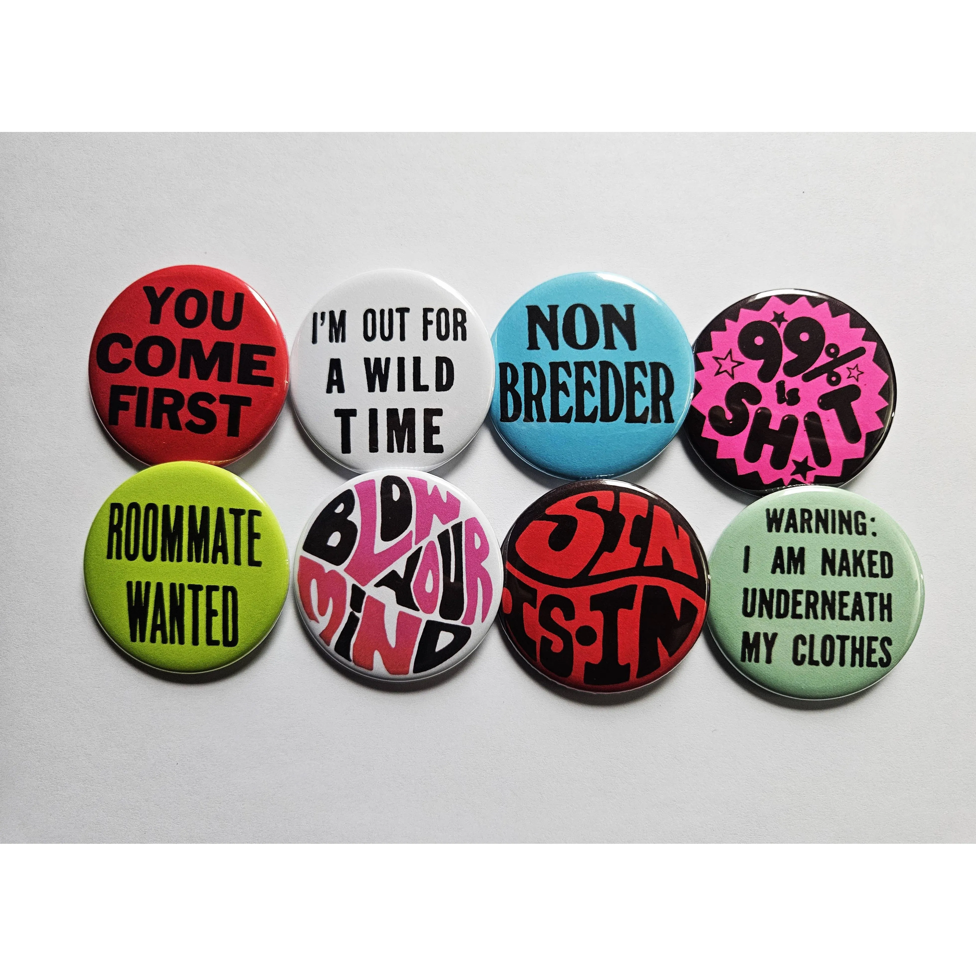Vintage Reproduction Warning: I Am Naked Underneath My Clothes Small Pinback Button | 1.25" Diameter '60 '70s '80s Retro Pin