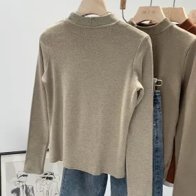 Women's Long Sleeve Solid Color T-Shirts XL 495821