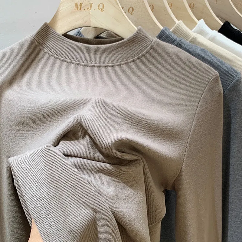 Women's Long Sleeve Solid Color T-Shirts XL 495821