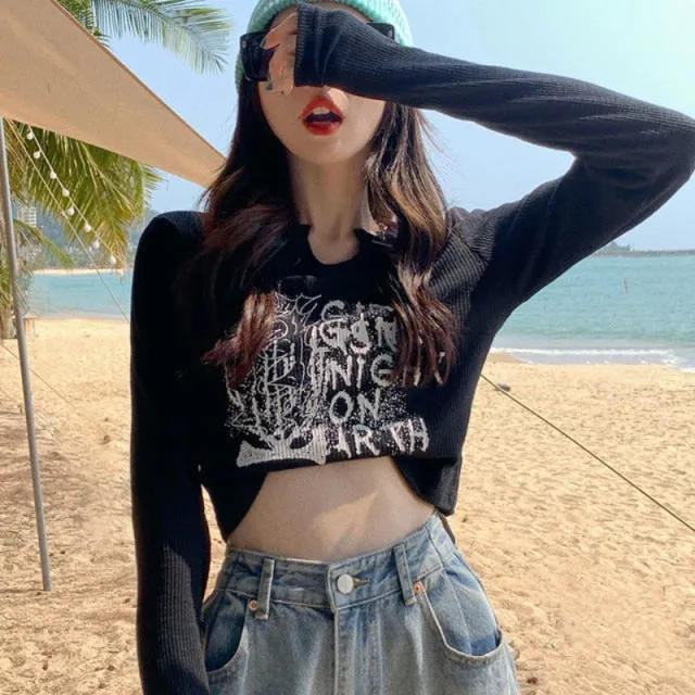 Y2k Aesthetic Letter Print T-shirts