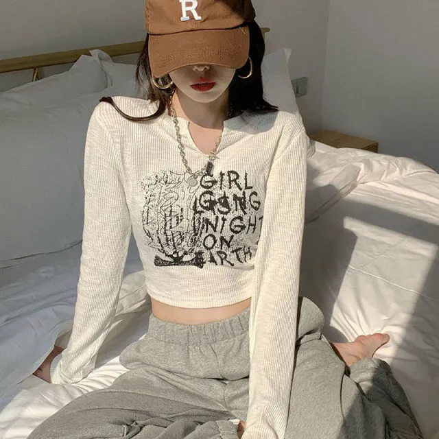 Y2k Aesthetic Letter Print T-shirts