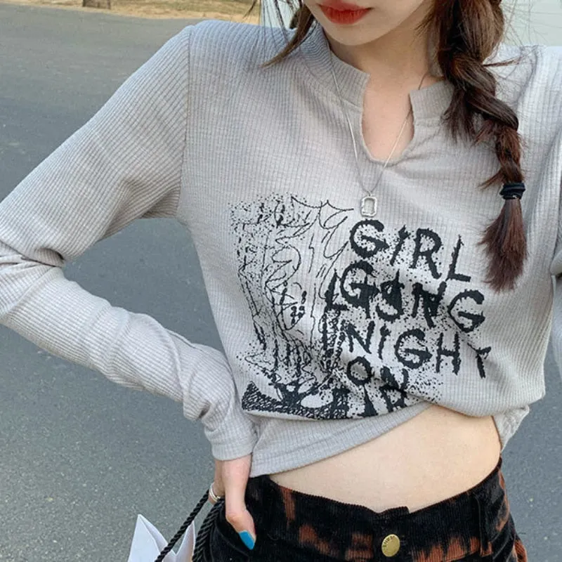 Y2k Aesthetic Letter Print T-shirts