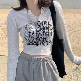 Y2k Aesthetic Letter Print T-shirts